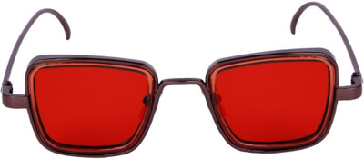 TheWhoop Rectangular Sunglasses(For Men & Women, Red, Brown)
