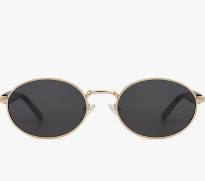 GOODINA Oval Sunglasses(For Men & Women, Black)