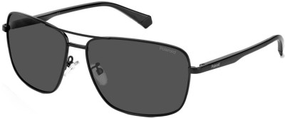 POLAROID Rectangular Sunglasses(For Men & Women, Black)