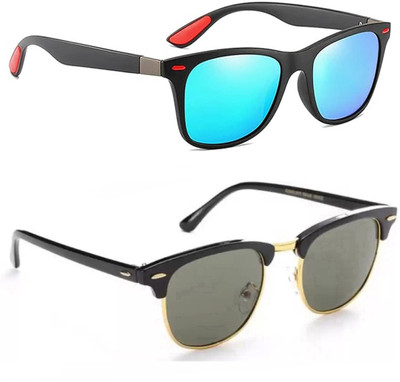 ELLIGATOR Retro Square, Sports, Wayfarer, Rectangular Sunglasses(For Men & Women, Blue, Green)