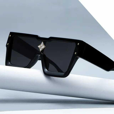 Eymen I Over-sized, Rectangular, Retro Square Sunglasses(For Men & Women, Black)