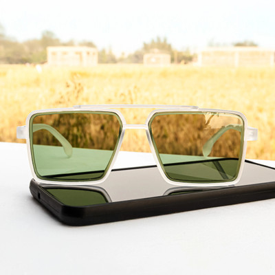 Durer Retro Square Sunglasses(For Men & Women, Green)