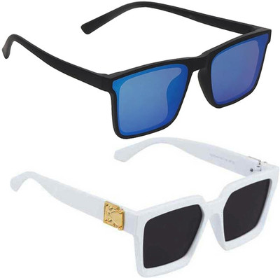 ELLIGATOR Retro Square, Sports, Wayfarer, Rectangular Sunglasses(For Men & Women, Blue, Black)