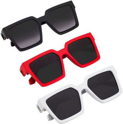 SRPM Wayfarer, Retro Square, Rectangular Sunglasses(For Men & Women, Black)