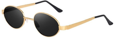 Supreno Oval Sunglasses(For Men & Women, Black)