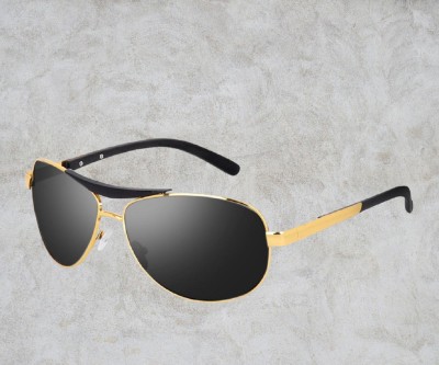 house of common Aviator Sunglasses(For Men, Black)