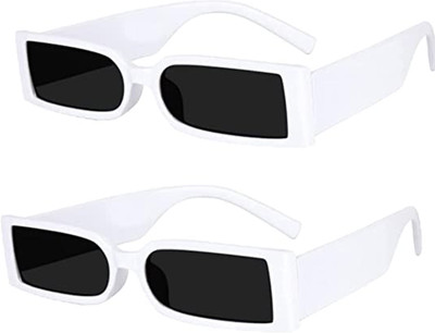 wizara Rectangular Sunglasses(For Men & Women, Black)