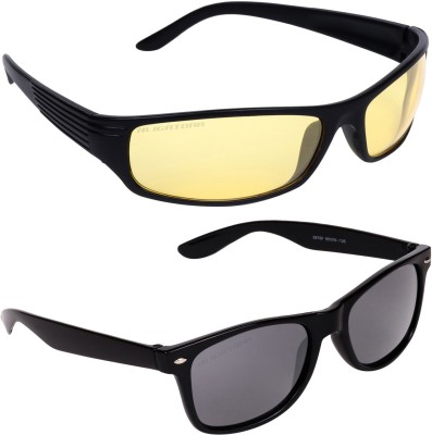 Aligatorr Wrap-around, Wayfarer Sunglasses(For Boys, Golden, Grey)