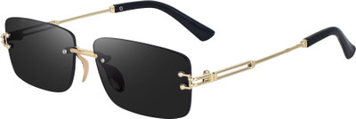 DKERAOD Rectangular Sunglasses(For Men & Women, Black)