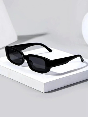 Zienz Rectangular Sunglasses(For Men & Women, Black)