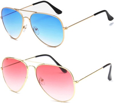 SRPM Aviator Sunglasses(For Men & Women, Pink, Blue)