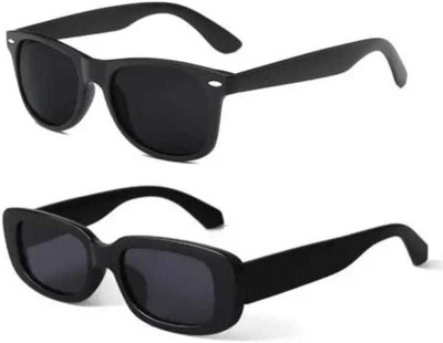Sunglasses Retro Square Sunglasses(For Men & Women, Black)