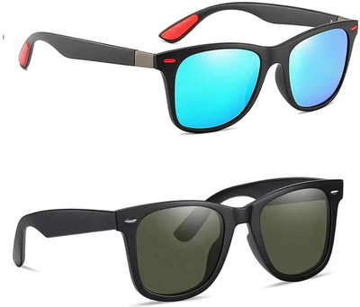 ELLIGATOR Retro Square, Sports, Wayfarer, Rectangular Sunglasses(For Men & Women, Blue, Green)