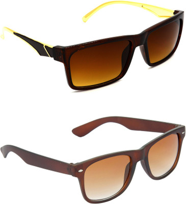 Hrinkar Rectangular Sunglasses(For Men & Women, Brown)