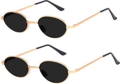 Dcmr Oval Sunglasses(For Men & Women, Black)