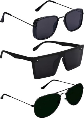 shah collections Aviator, Rectangular, Sports Sunglasses(For Men & Women, Black)