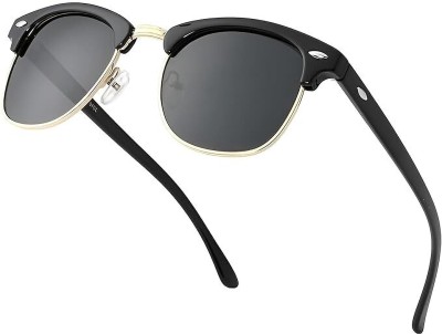 Vd hub Clubmaster Sunglasses(For Men & Women, Black)