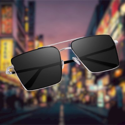 Flipstar Retro Square Sunglasses(For Men, Black)