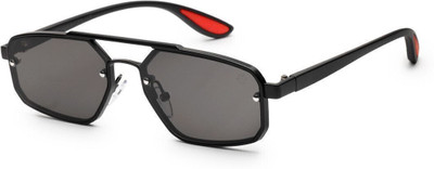 Hashtag eyewear Rectangular Sunglasses(For Men, Black)