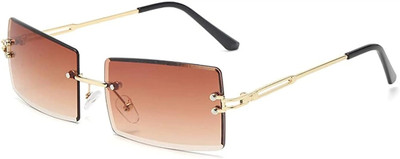 V Unique Rectangular Sunglasses(For Men & Women, Brown)