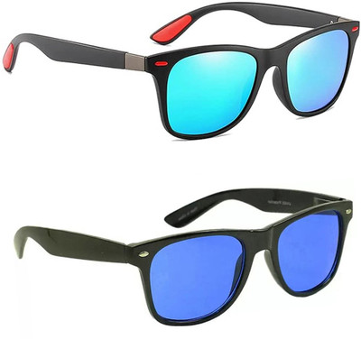 ELLIGATOR Retro Square, Sports, Wayfarer, Rectangular Sunglasses(For Men & Women, Blue, Blue)
