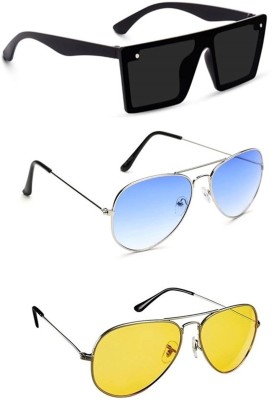 just style Aviator, Wayfarer Sunglasses(For Boys & Girls, Black, Blue, Yellow)
