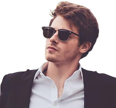 peter india Clubmaster Sunglasses(For Boys & Girls, Black)