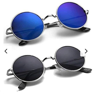 AR Cool Round Sunglasses(For Men & Women, Blue, Black)
