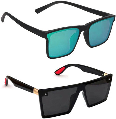 ELLIGATOR Retro Square Sunglasses(For Men & Women, Green, Black)