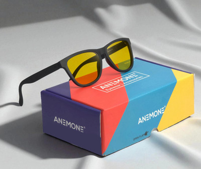 Anemon Wayfarer, Retro Square Sunglasses(For Men & Women, Yellow)