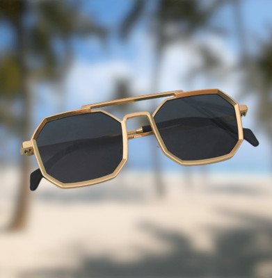 peter india Retro Square Sunglasses(For Men & Women, Black)