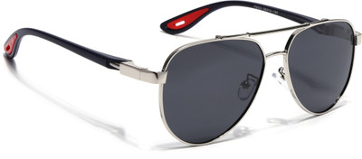VOYAGE Aviator Sunglasses(For Men & Women, Black, Silver)