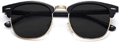 Netwiz Clubmaster, Rectangular, Sports, Round Sunglasses(For Men & Women, Black)