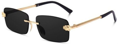 I REBEL Rectangular Sunglasses(For Men & Women, Black)