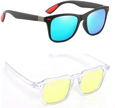 ELLIGATOR Rectangular Sunglasses(For Men & Women, Black, Yellow)