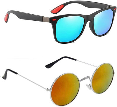 ELLIGATOR Retro Square, Sports, Wayfarer, Rectangular Sunglasses(For Men & Women, Blue, Red)