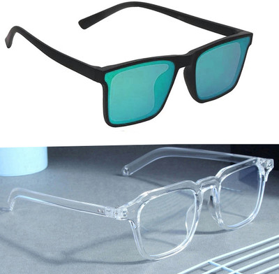 ELLIGATOR Retro Square Sunglasses(For Men & Women, Green, Clear)