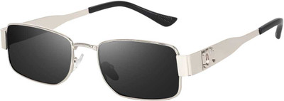 AKAYI Rectangular Sunglasses(For Men & Women, Black)