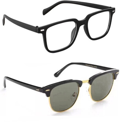 ELLIGATOR Retro Square, Sports, Wayfarer, Rectangular Sunglasses(For Men & Women, Clear, Green)