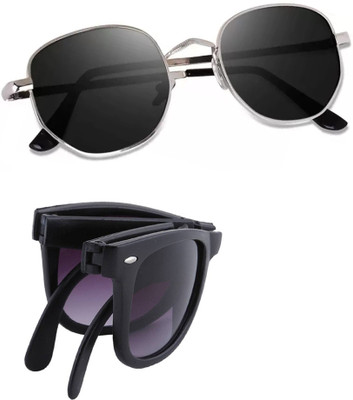 ELLIGATOR Aviator Sunglasses(For Men & Women, Black)