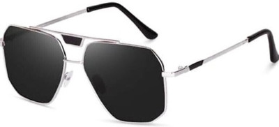 The Studded Rectangular Sunglasses(For Men & Women, Black)