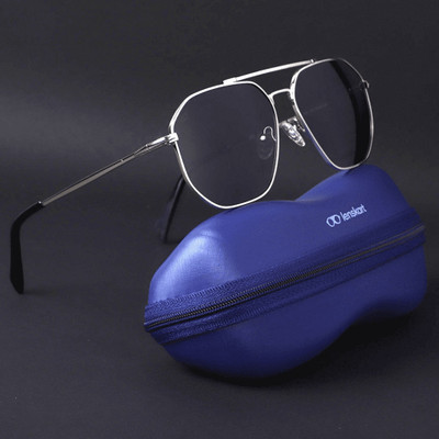 VINCENT CHASE by Lenskart Retro Square Sunglasses(For Men & Women, Grey)