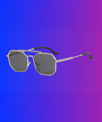 Zadinga Retro Square Sunglasses(For Men & Women, Black)