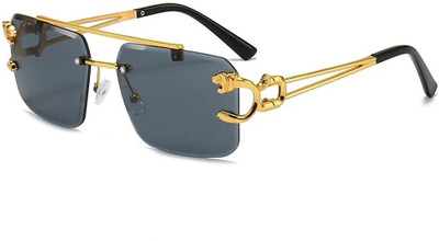 Netwiz Rectangular Sunglasses(For Men & Women, Black)