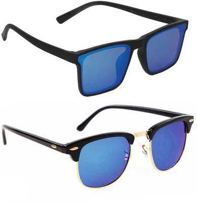 ELLIGATOR Retro Square, Sports, Wayfarer, Rectangular Sunglasses(For Men & Women, Blue, Blue)