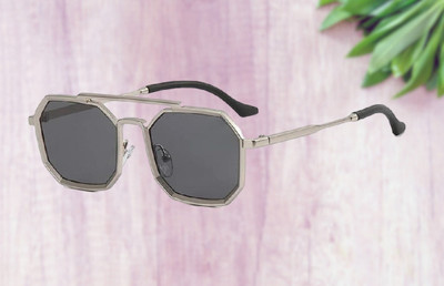 SPRING JUMP Retro Square Sunglasses(For Men & Women, Black)