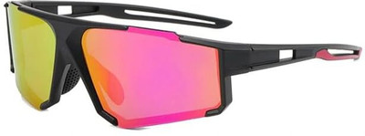 Zugatti Wrap-around Sunglasses(For Men & Women, Black, Multicolor)