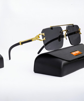 jiebo Retro Square Sunglasses(For Men, Black)