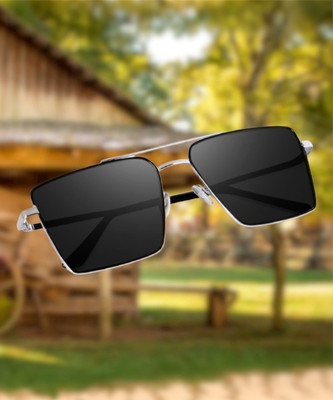 PairiT Retro Square Sunglasses(For Men, Black)