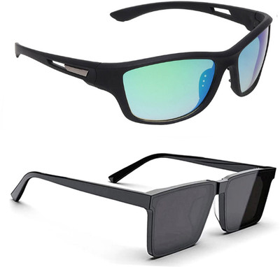 ELLIGATOR Wrap-around Sunglasses(For Men & Women, Green, Black)